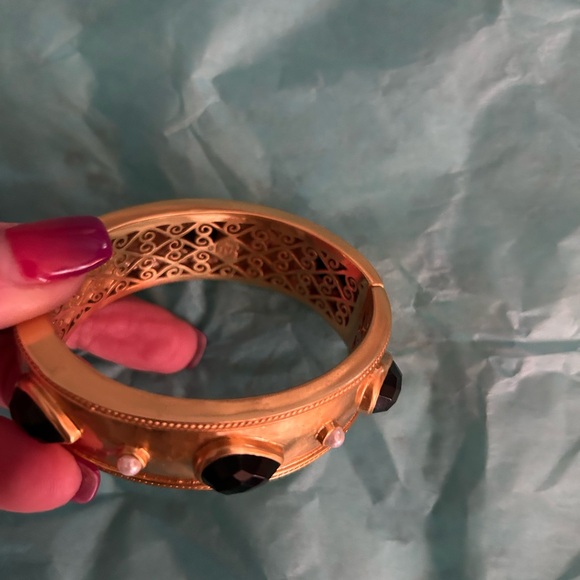 Julie Vos obsidian black Cannes statement hinge bangle bracelet NWT - Picture 3 of 4